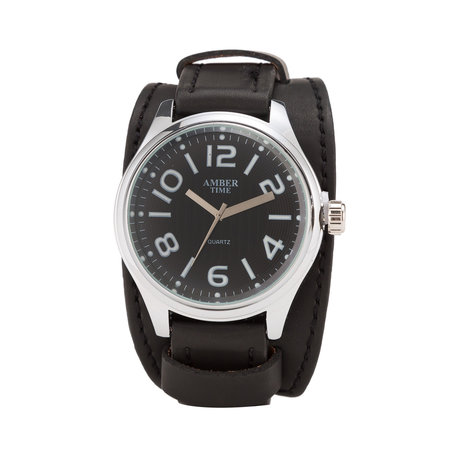 Leren Horloge - Dikke Band - 5cm Breed - Zwart