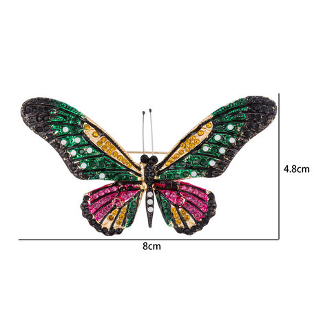 Vlinder Speld-Broche met Gekleurde Zirkonia 