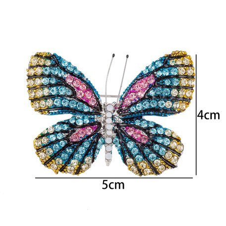 Vlinder Speld-Broche met Gekleurde Zirkonia 