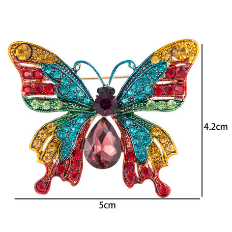 Vlinder Speld-Broche met Gekleurde Zirkonia 