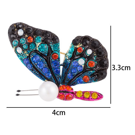 Vlinder Speld-Broche met Gekleurde Zirkonia 