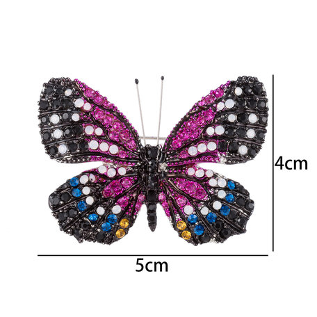 Vlinder Speld-Broche met Gekleurde Zirkonia 