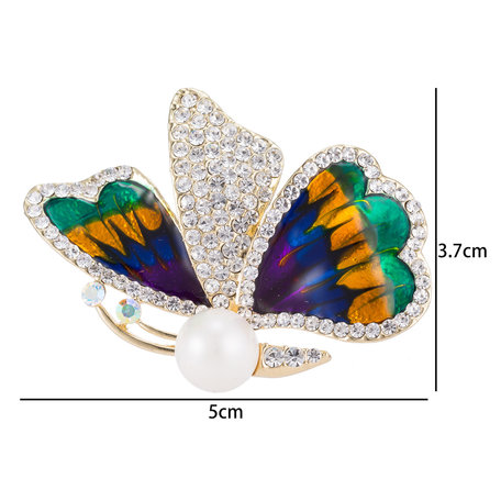Butterfly Pin-Brooch with Colored Zirconia