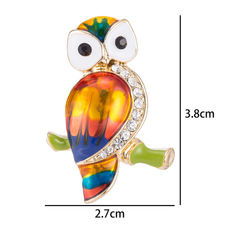 Uil Speld-Broche met Gekleurde Zirkonia 