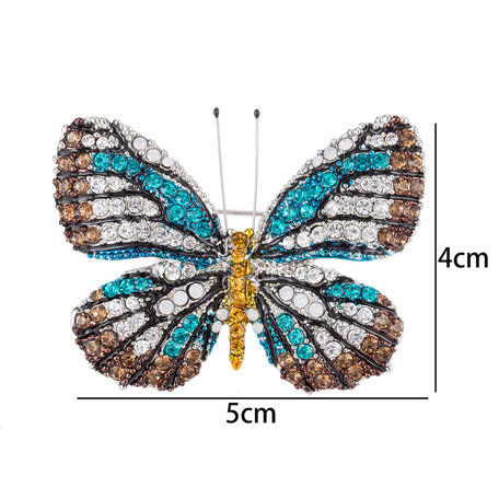 Vlinder Speld-Broche met Gekleurde Zirkonia 