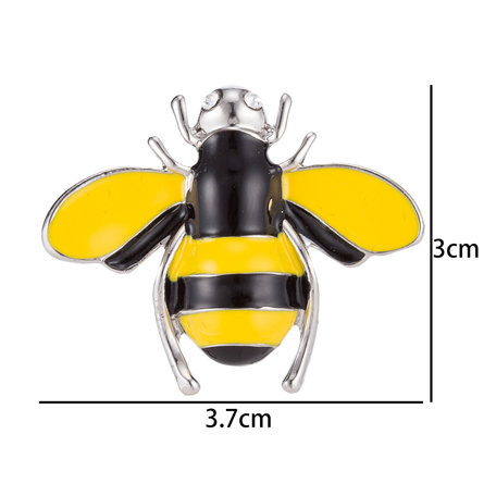 Honingbij Speld-Broche met Gekleurde Zirkonia 