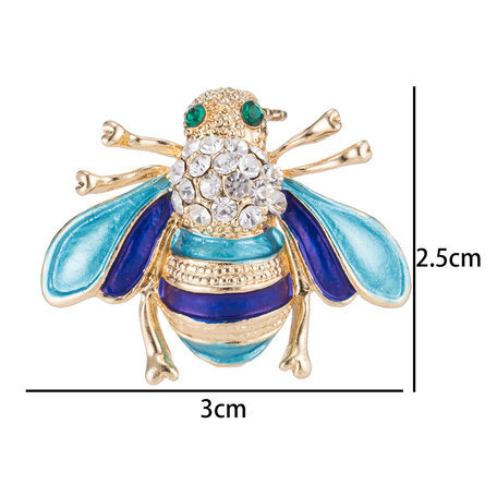 Honingbij Speld-Broche met Gekleurde Zirkonia 