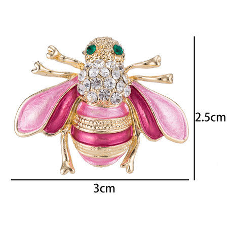 Honingbij Speld-Broche met Gekleurde Zirkonia 