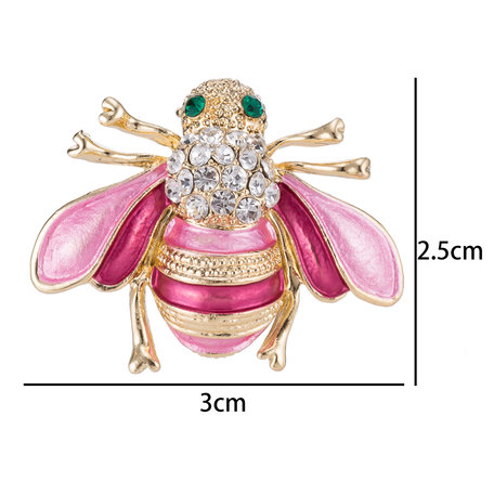 Honingbij Speld-Broche met Gekleurde Zirkonia 