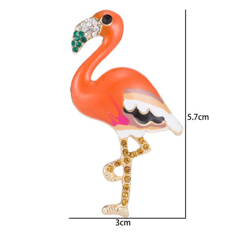 Flamingo Speld-Broche met Gekleurde Zirkonia 