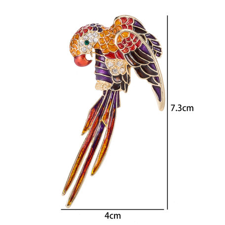 Bird Pin-Brooch with Colored Zirconia