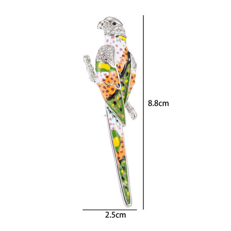 Bird Pin-Brooch with Colored Zirconia