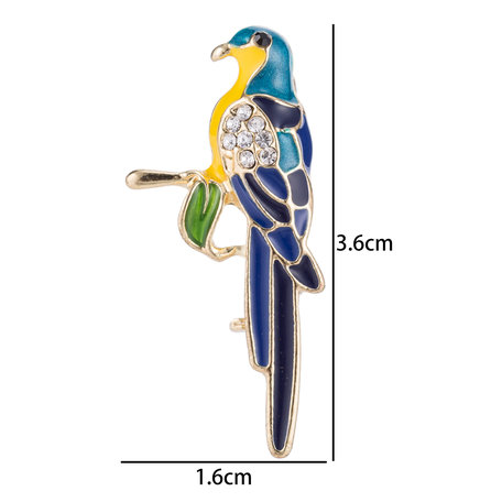 Vogel Speld-Broche met Gekleurde Zirkonia 