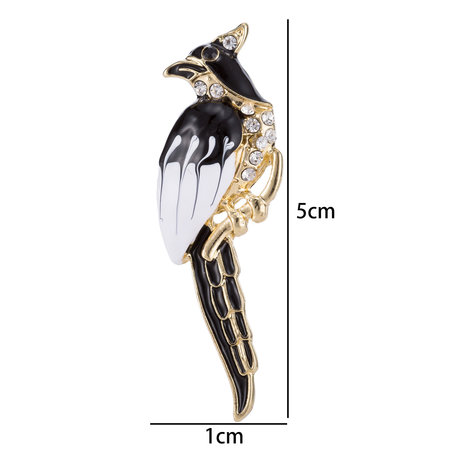 Vogel Speld-Broche met Gekleurde Zirkonia 