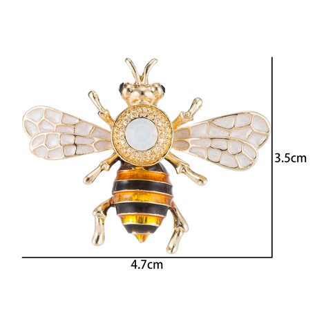 Honingbij Speld-Broche met Gekleurde Zirkonia & Parel