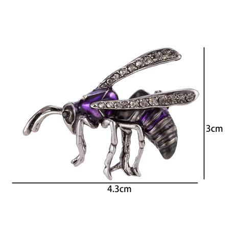 Wesp Speld-Broche met Gekleurde Zirkonia