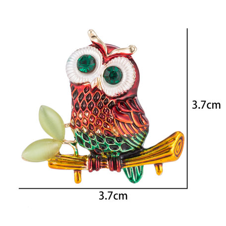 Uil Speld-Broche met Gekleurde Zirkonia