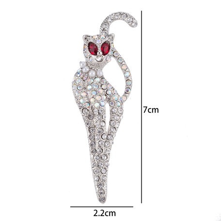 Kat Speld-Broche met Gekleurde Zirkonia