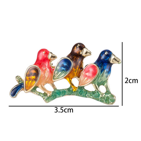 Vogel Speld-Broche met Gekleurde Zirkonia