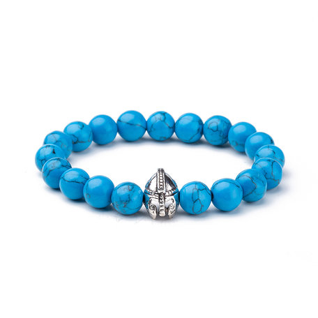 KRALEN ARMBAND BLUE GLADIATOR MET PANTER BEDELTJE