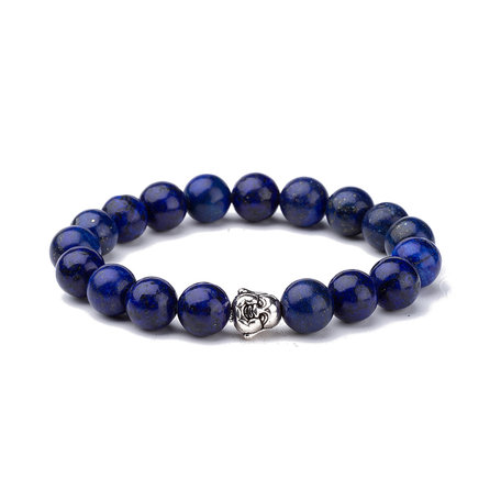 KRALEN ARMBAND LAPIS LAZULI MET BOEDDHA BEDELTJE - Donker Blauw