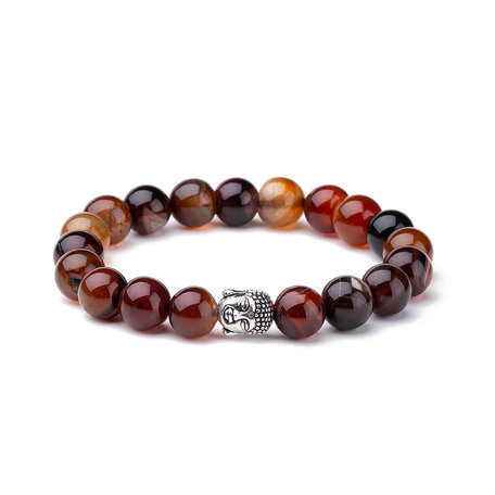 KRALEN ARMBAND AGAAT MET BOEDDHA BEDELTJE