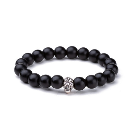 KRALEN ARMBAND AGAAT MET SKULL BEDELTJE