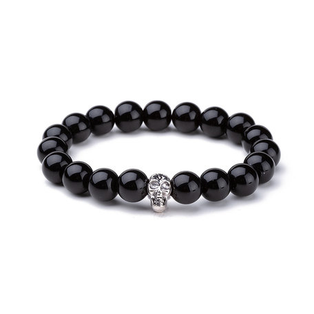 KRALEN ARMBAND AGAAT MET SKULL BEDELTJE