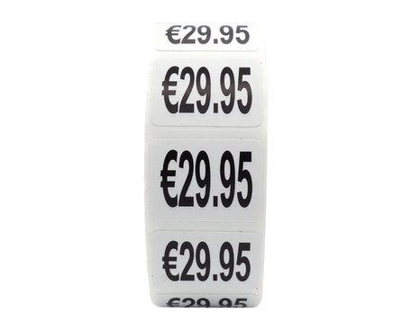 Prijs stickers €29,95 500 stk - 2 cm Breed x 1,5 cm Hoog