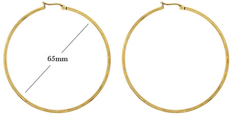 Statement Oorbellen - Stainless Steel Hoop Earrings - goud- Dia: 65mm