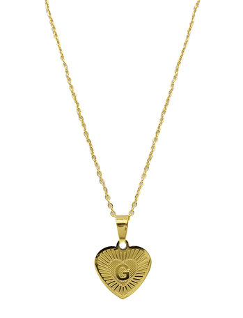 RVS Letter G Ketting met Hartje - Goud Kleur