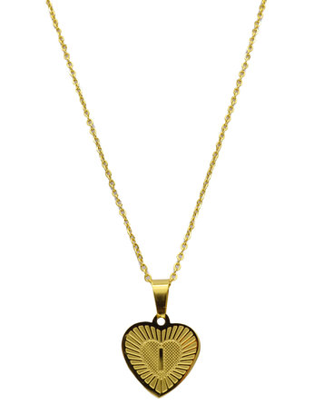 RVS Letter I Ketting met Hartje - Goud Kleur