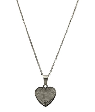 RVS Letter E Ketting met Hartje - Zilver Kleur