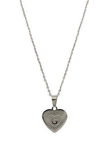 RVS Letter G Ketting met Hartje - Zilver Kleur