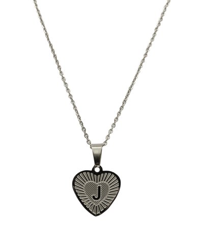 RVS Letter J Ketting met Hartje - Zilver Kleur