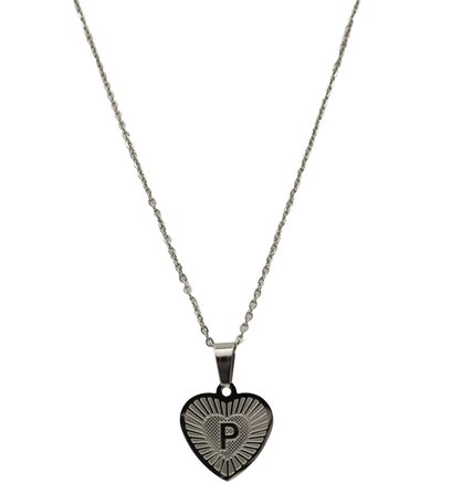 RVS Letter P Ketting met Hartje - Zilver Kleur