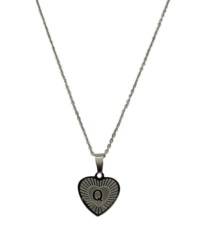 RVS Letter Q Ketting met Hartje - Zilver Kleur