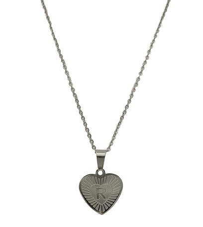  Stainless Steel Letter Necklace with Heart - Silver Color