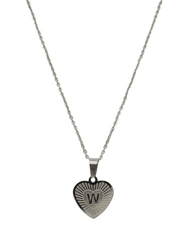 RVS Letter W Ketting met Hartje - Zilver Kleur