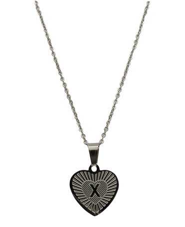  Stainless Steel Letter Necklace with Heart - Silver Color