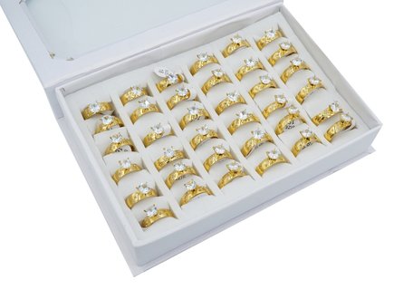 36 Stainless Steel Rings - with Zirconia - Gold