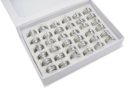 36 RVS Ringen - Triple Ringen met Zirkonia - Zilver