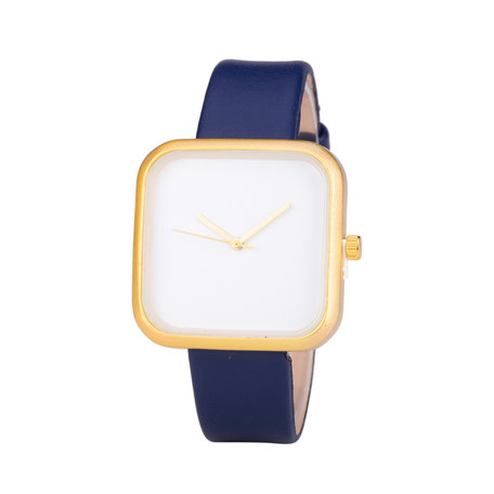 Leren Dames Horloge - Vierkant - Blauw