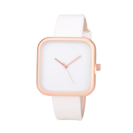 Leren Dames Horloge - Vierkant - Wit