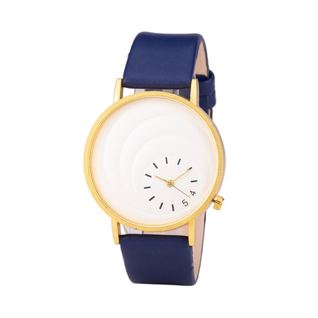 Leren Dames Horloge - Blauw & Goud